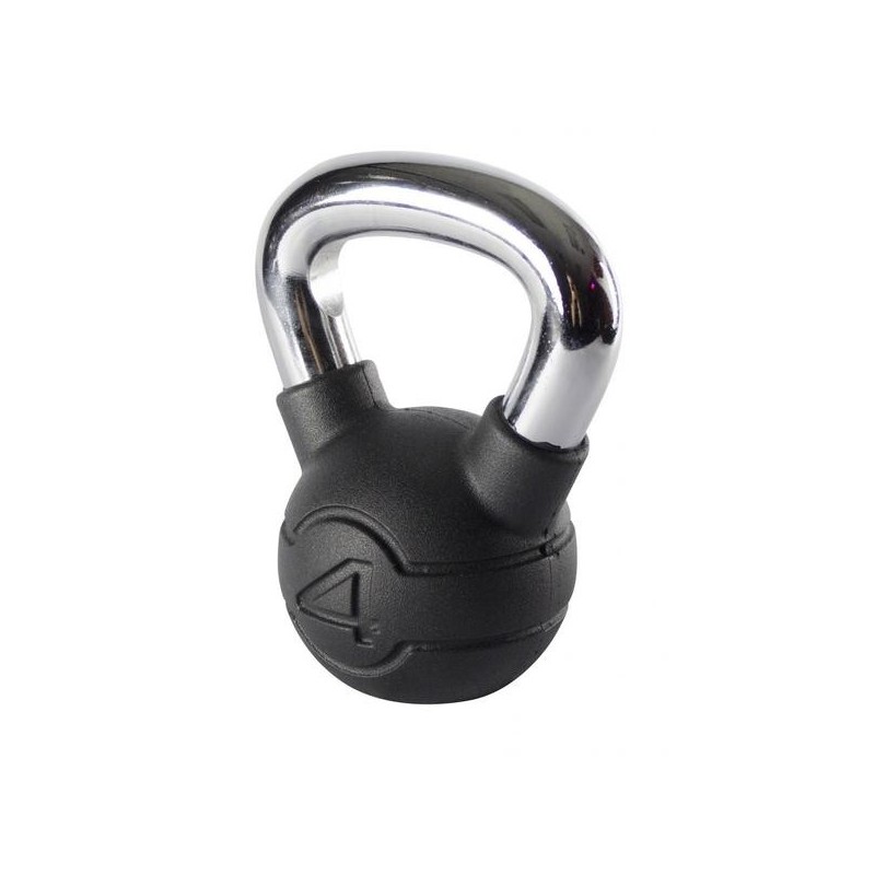 4kg Kettlebell en caoutchouc et poignée chrome 4kg Kettlebell en caoutchouc et poignée chrome