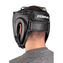 Casque de boxe Pro en cuir Zebra