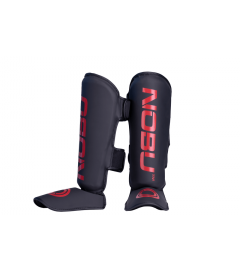 Protège-Tibias avec pied "LV1" Noir/Rouge - Nobu Athletics