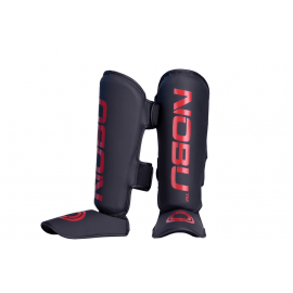 Protège-Tibias avec pied "LV1" Noir/Rouge - Nobu Athletics