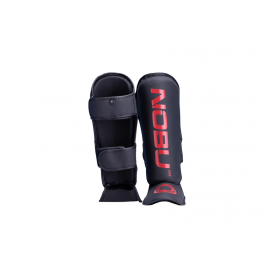 Protège-Tibias avec pied "LV1" Noir/Rouge - Nobu Athletics